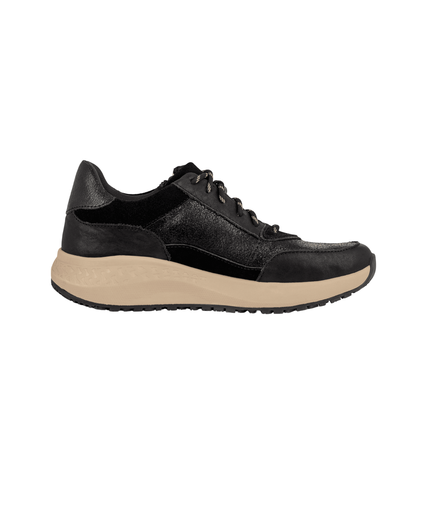 Grren Comfort - Sort damesneakers med ekstra vidde