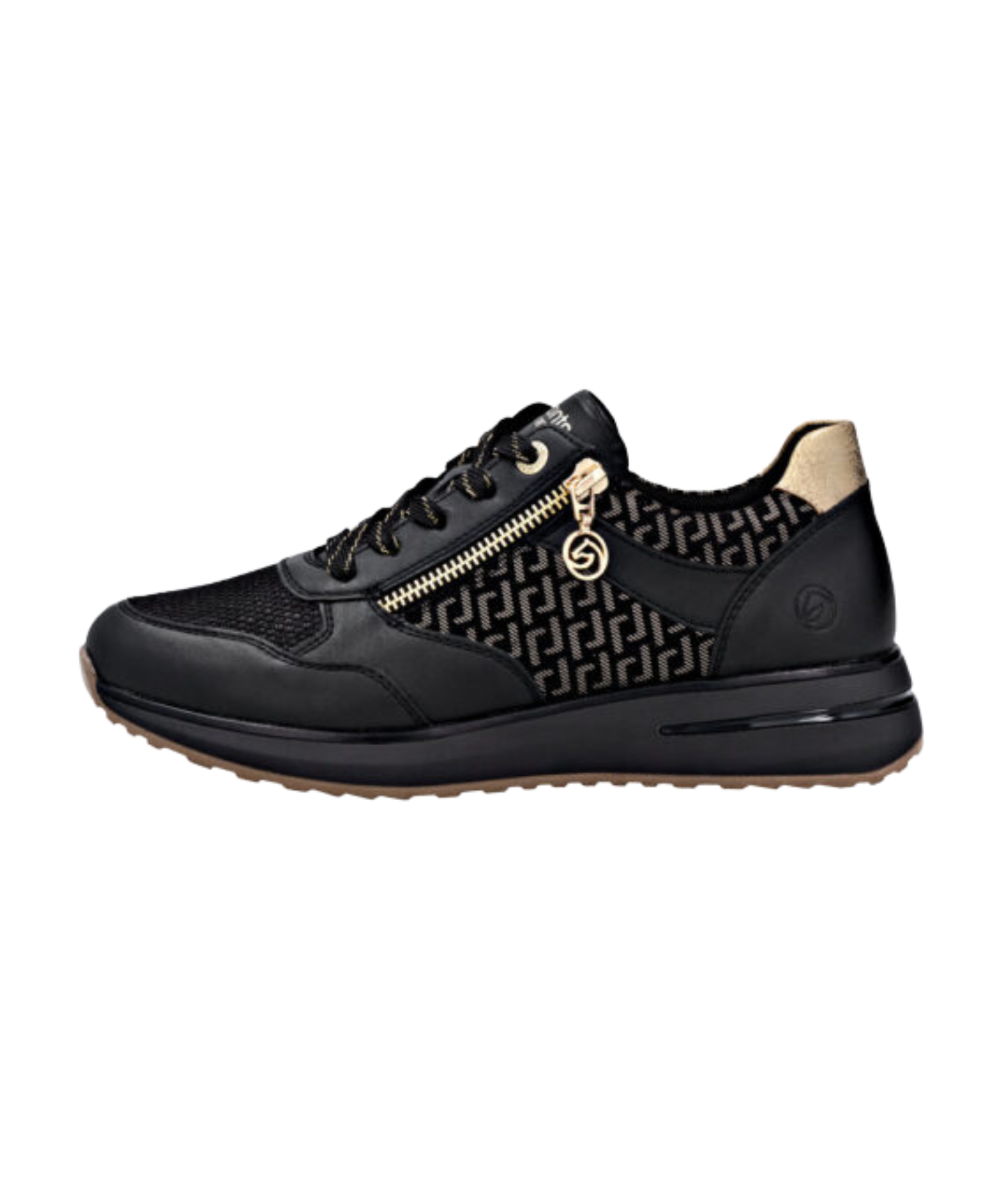 Remonte - Dame sneakers i sort glimmer