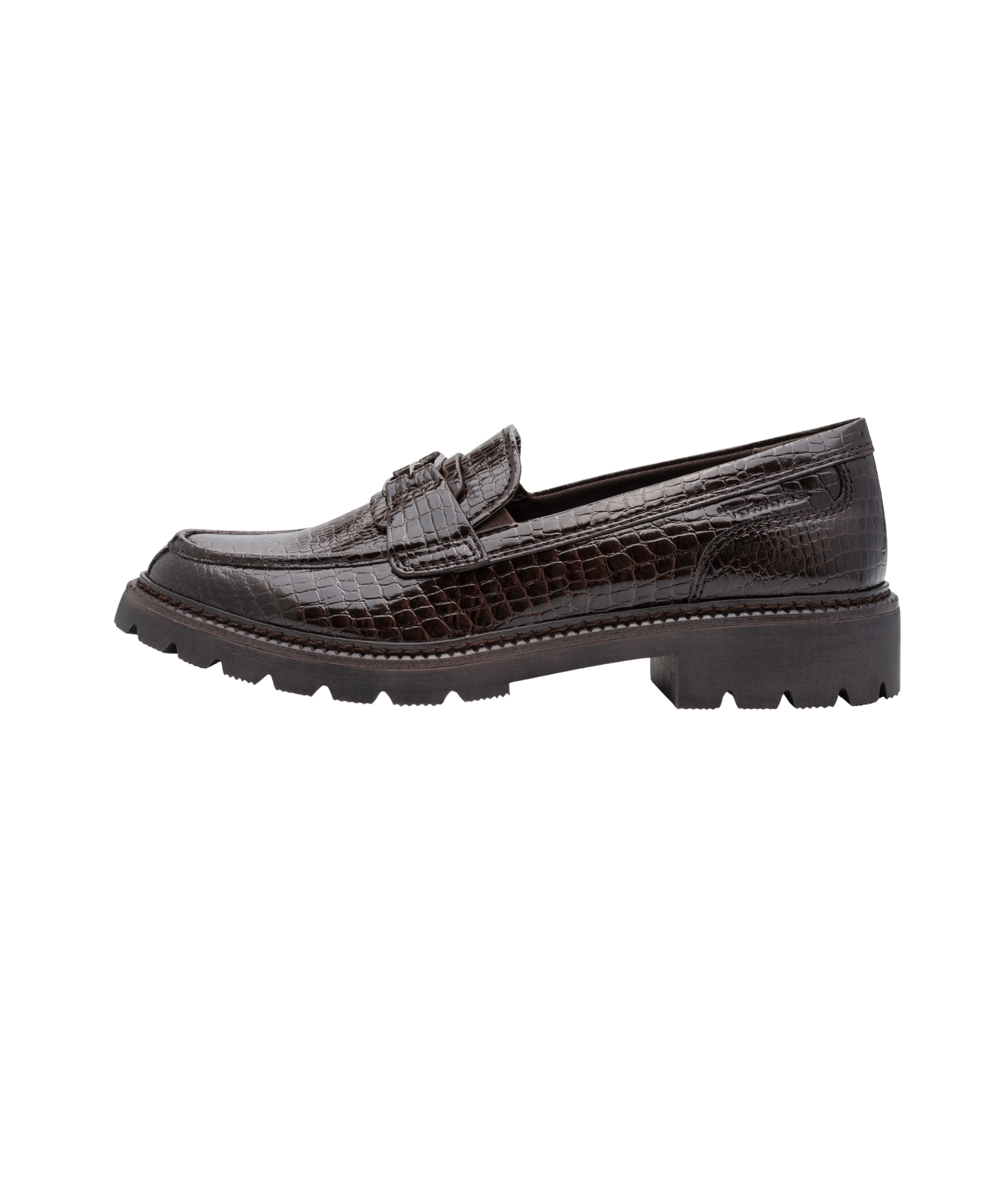 Tamaris - Brun dame loafers med mønster