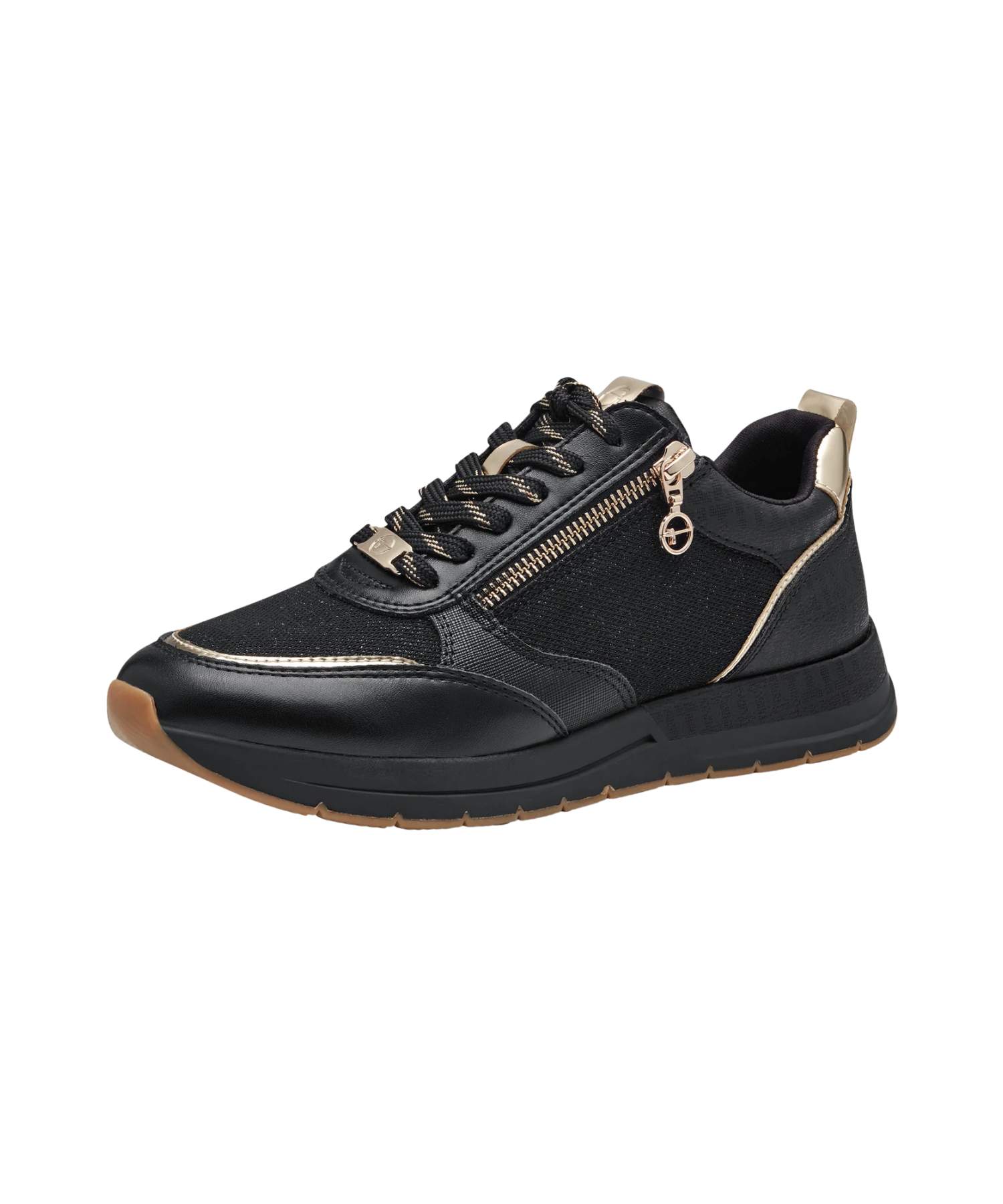 Tamaris - Sort/guld sneakers