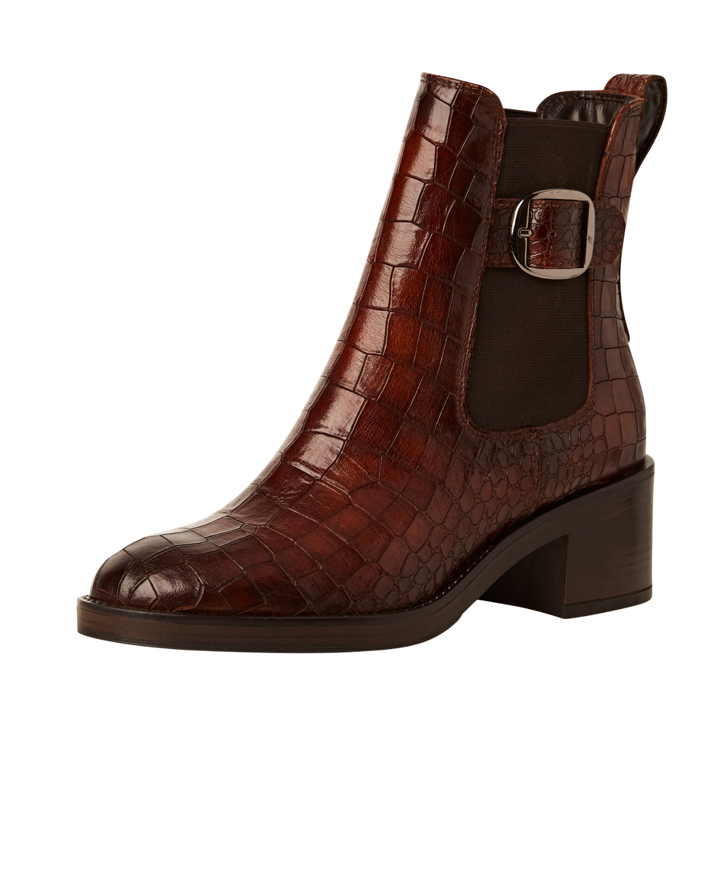 Tamaris - Brun læder damestøvle Croco
