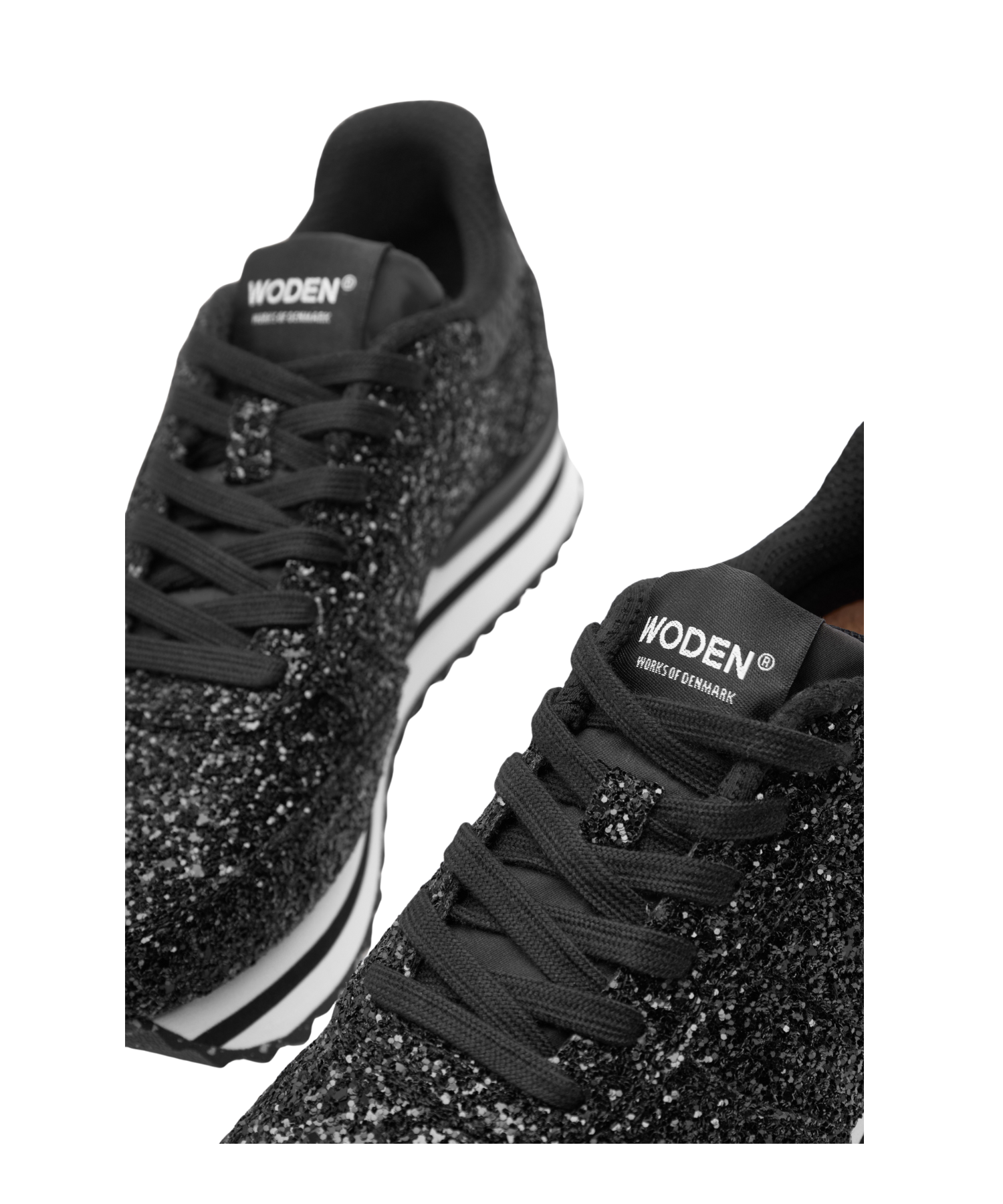 Woden - Sort glimmer sneakers dame