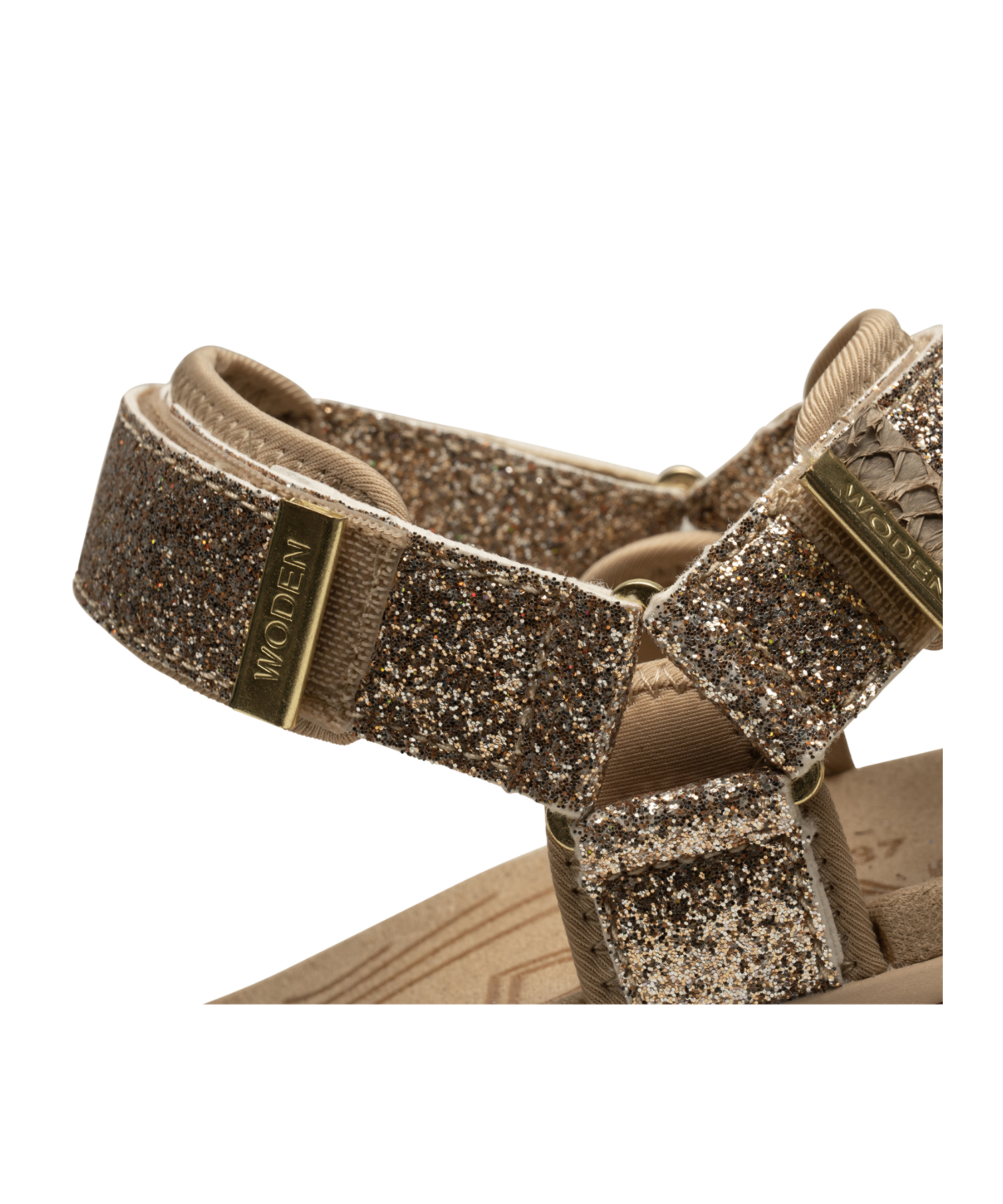 Woden - Guld glimmer sandal