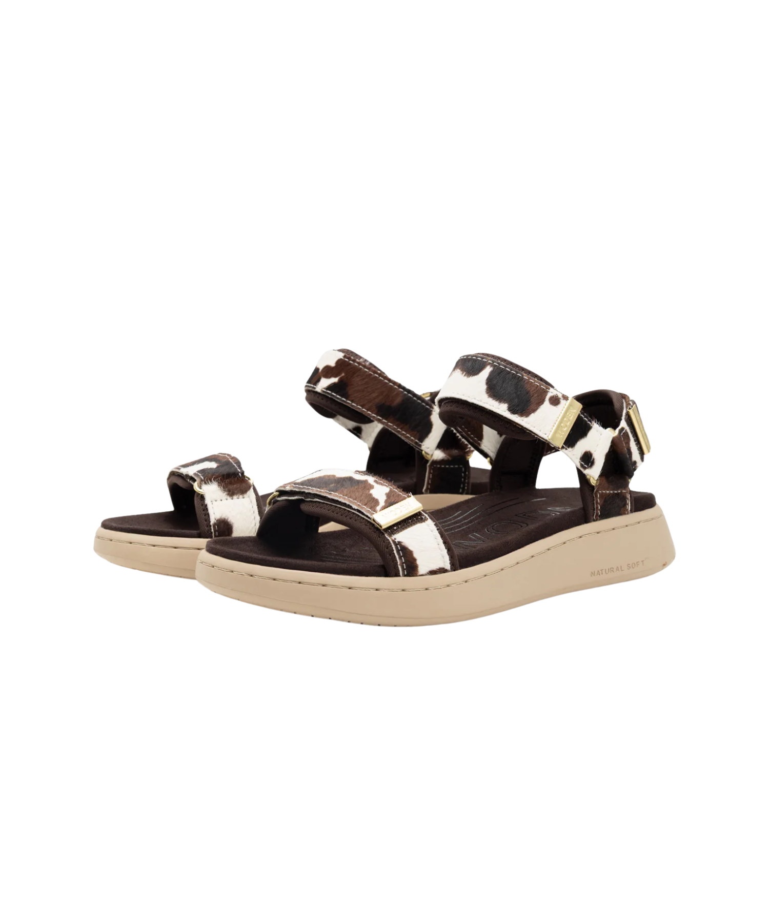 Woden - Dame sandal i cow print