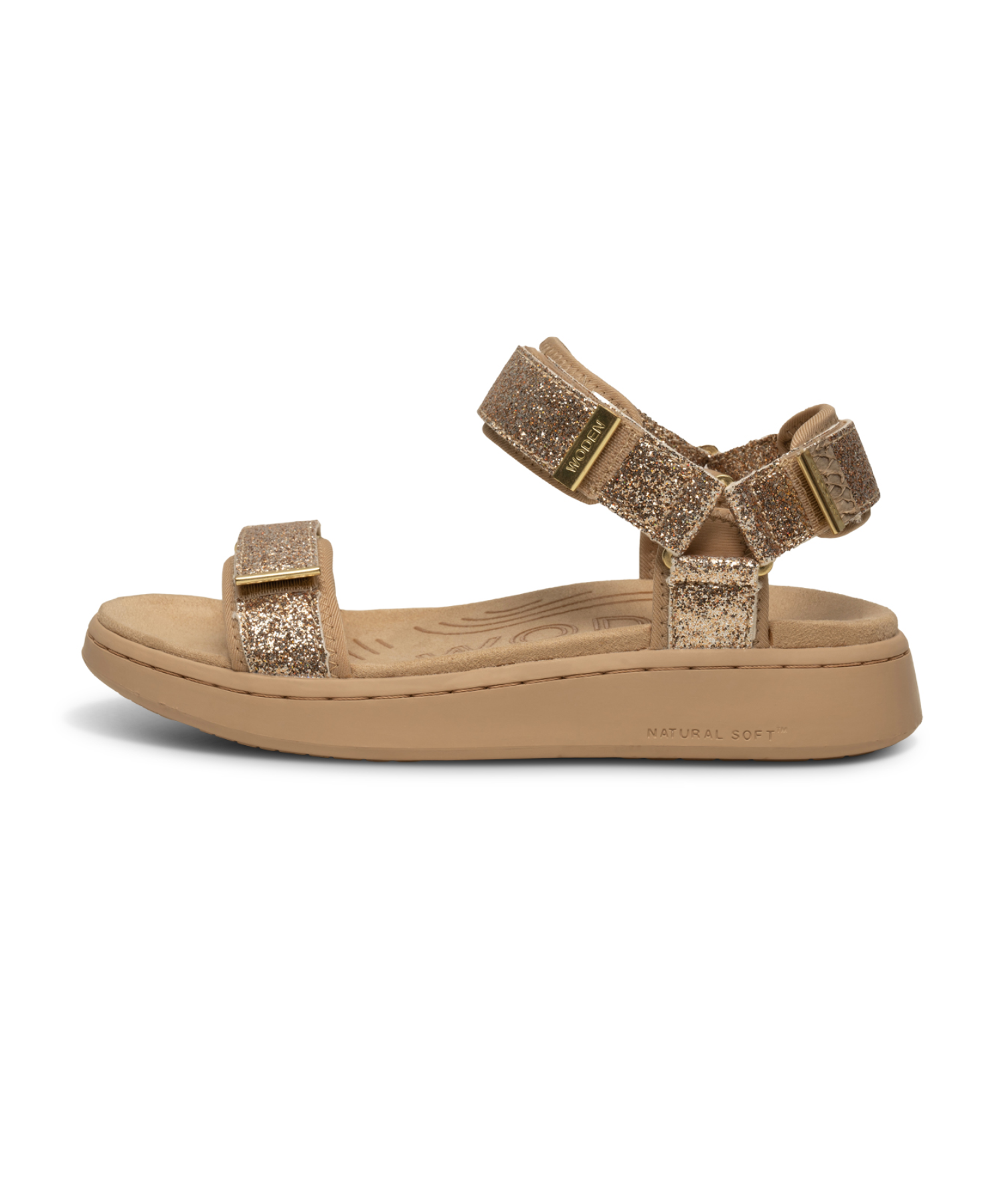 Woden - Guld glimmer sandal