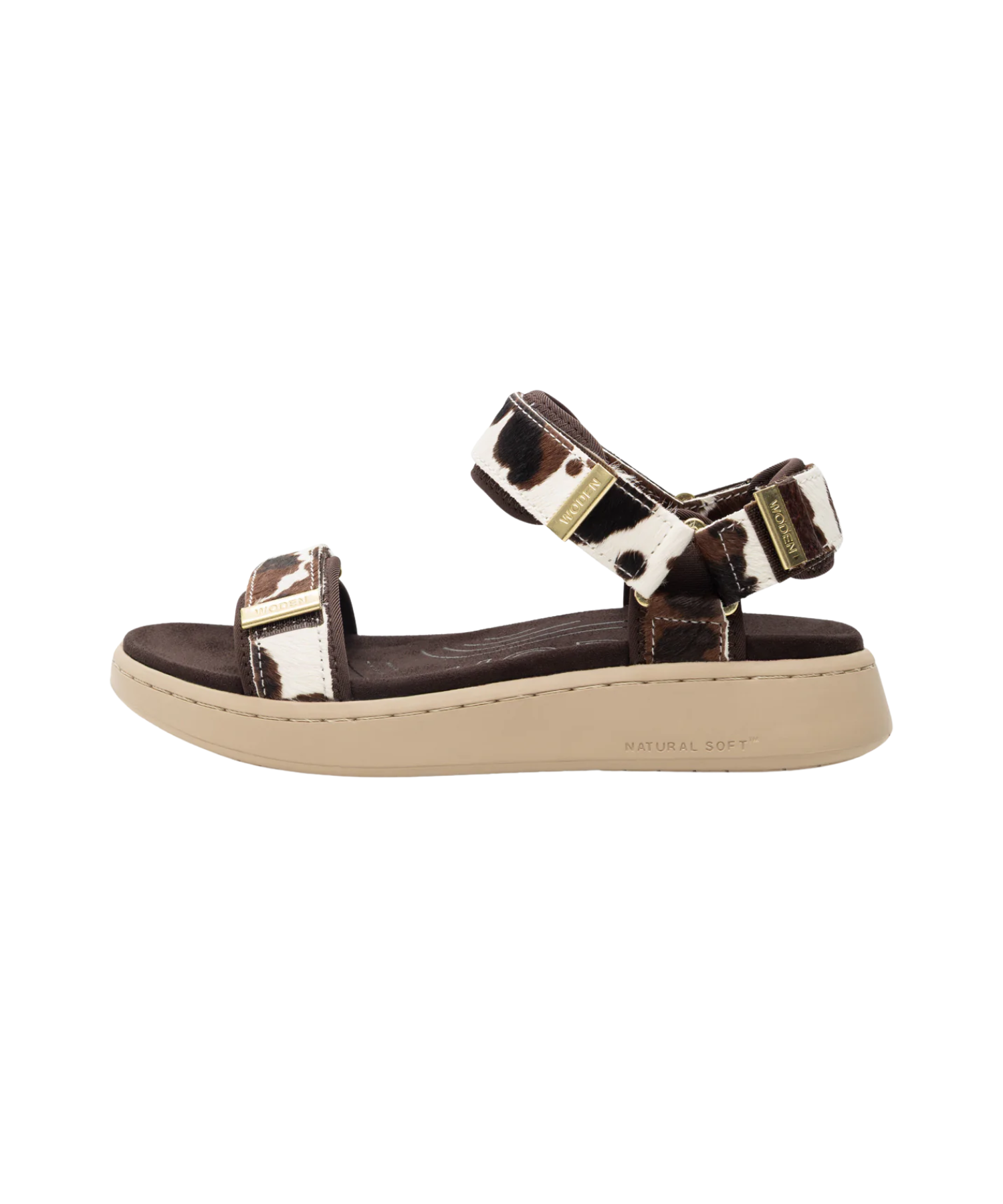 Woden - Dame sandal i cow print