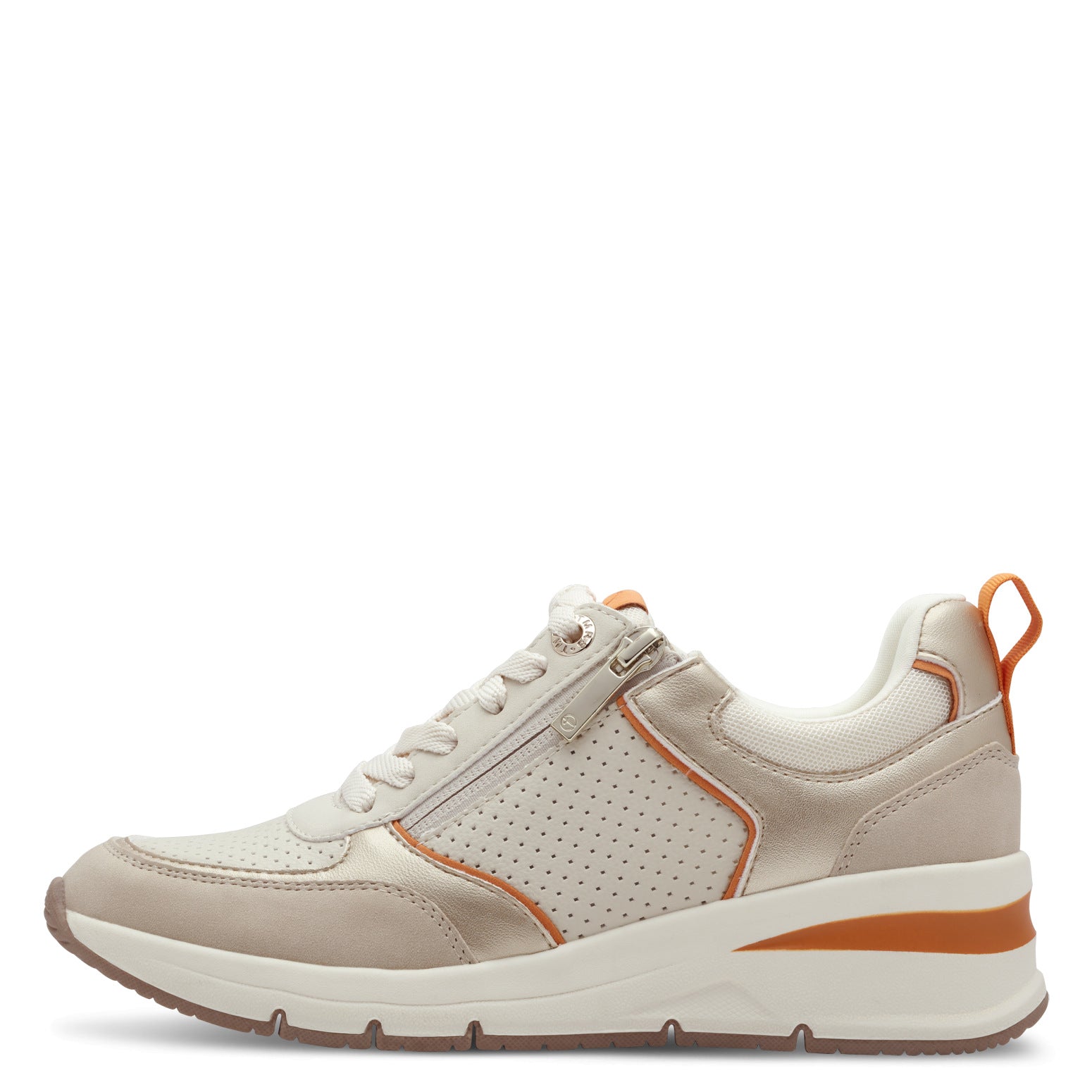 Tamaris - Lys sneakers med orange