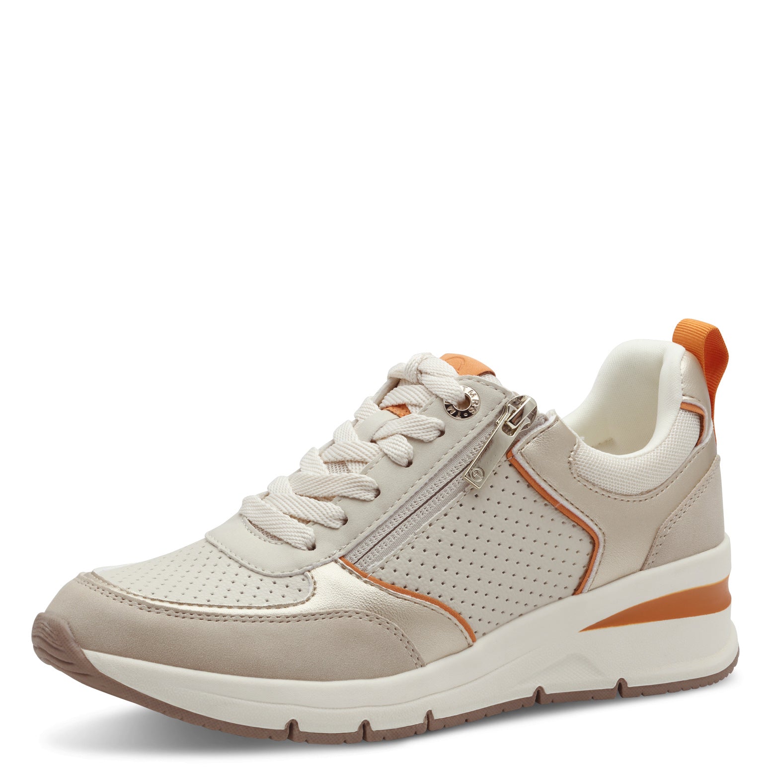 Tamaris - Lys sneakers med orange
