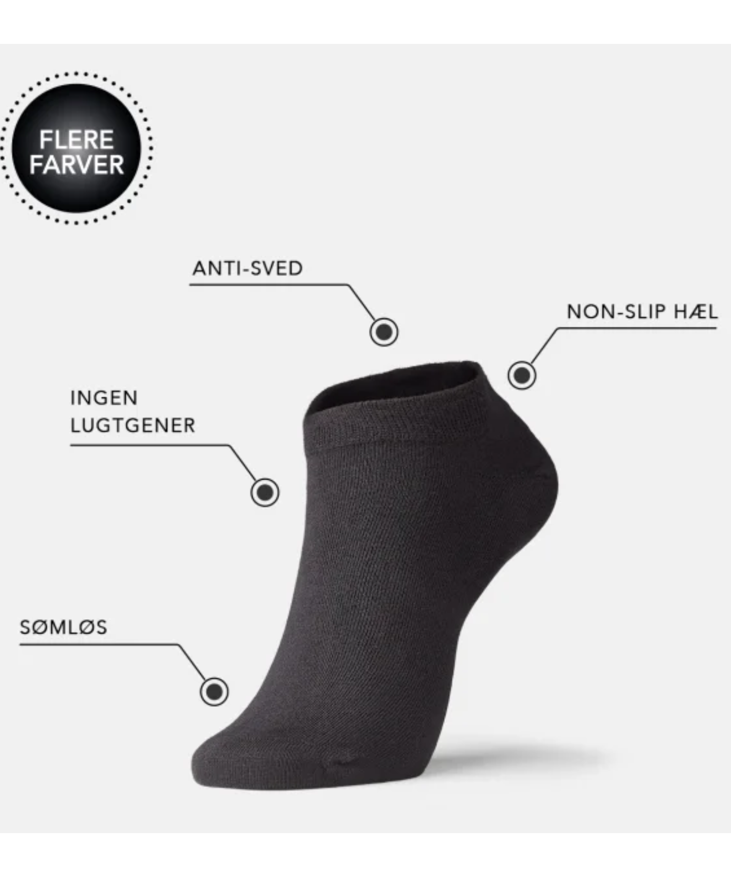 IQSOX - Sorte bambus footies til damer og herre