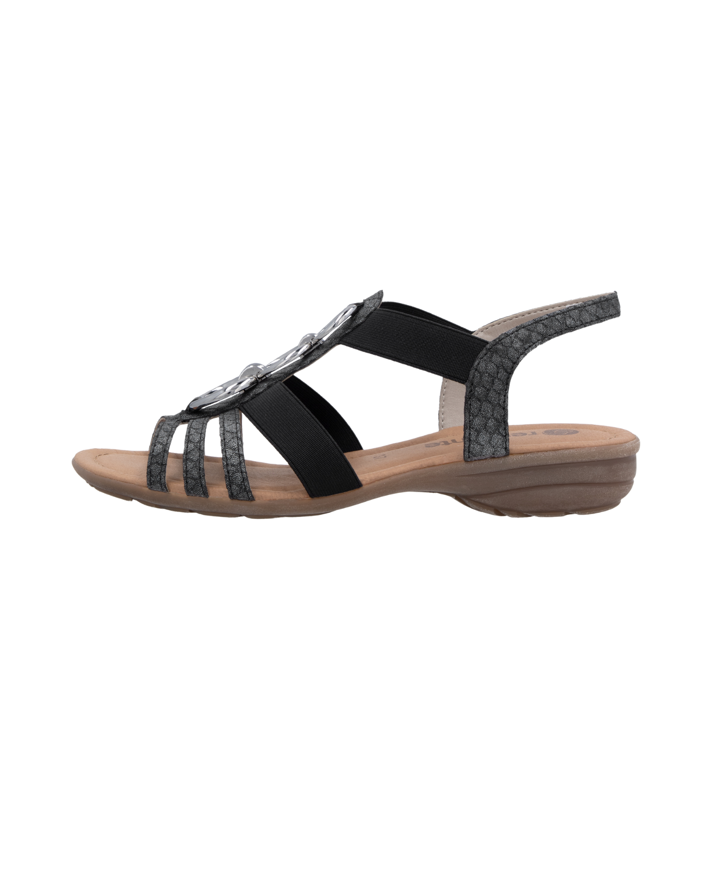 Remonte - Sort dame sandal med elastik