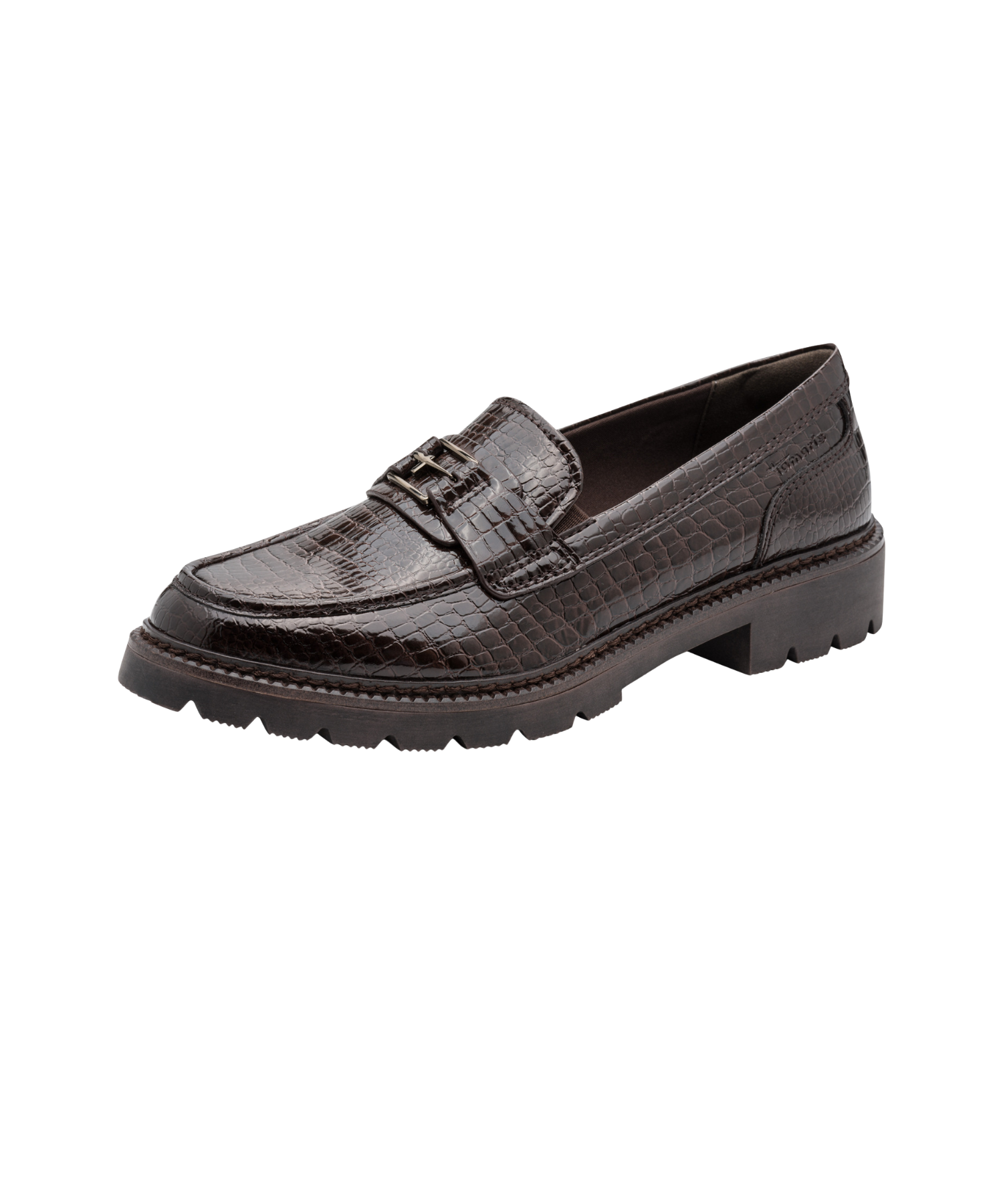 Tamaris - Brun dame loafers med mønster