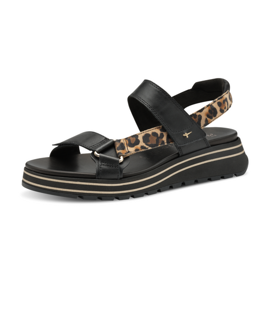 Tamaris - Sort læder sandal