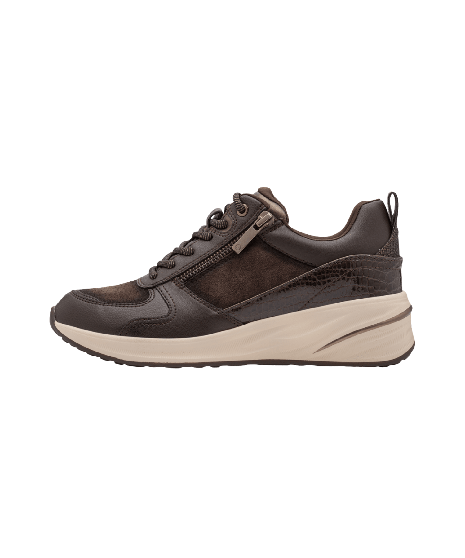 Tamaris - Dame sneakers brun med hæl